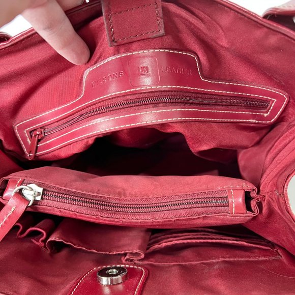 Wilson Leather Woman’s Purse Red Leather Shoulder Purse - Picture 3 of 11